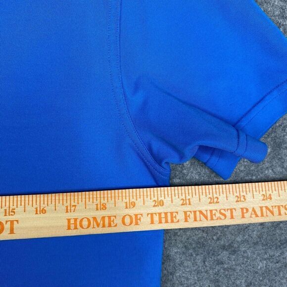 Under Armour Heatgear Blue Stretch Polo Shirt Size Large Loose Fit Performance - Picture 4 of 10